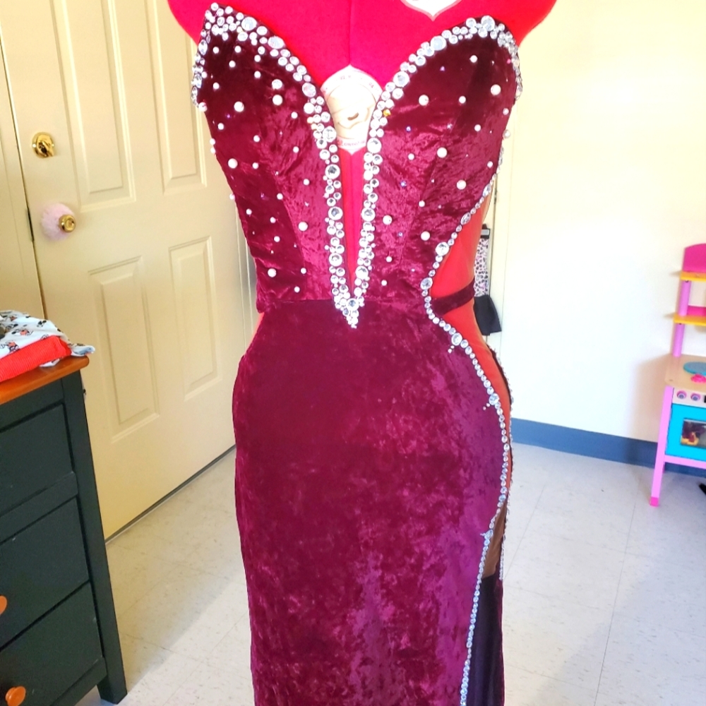 Custom velvet corset back gown